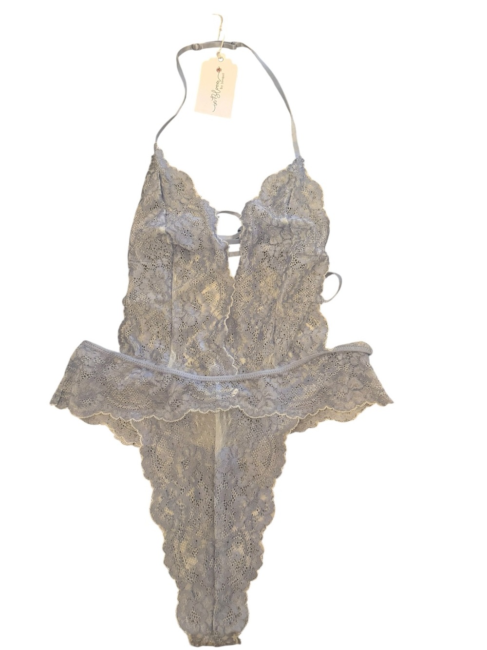 In Bloom by Jonquil NWT Lace Halter Teddy in Light Blue - Women's Intimates